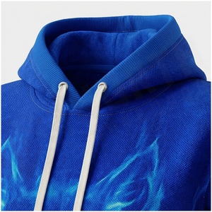 Ensemble de survêtement unisexe à capuche avec imprimé flamme de loup bleu, pantalon de survêtement décontracté long et veste, vêtements d'automne en polyester respirant - Product Image 4