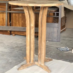 Mesa Alta Redonda de Madera de Teca Sólida Indonesia con Base de Patas Curvas para Muebles de Patio, Cafetería, Bistro y Restaurante al Aire Libre - Product Image 4