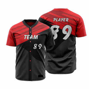 ชุดเบสบอลแบบซับลิเมชั่นสั่งทำพิเศษสำหรับผู้ชาย เสื้อสีแดงดำ กางเกงดูดซับความชื้น ใส่ได้ทุกฤดู ดีไซน์ทีม 89 - Product Image 5