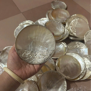 Exquisite Large Scale Shell Art Plate featuring Royal Inspired Gold Plating and Rare Black Gold <b>White</b> MOP Mix - Product Image 4