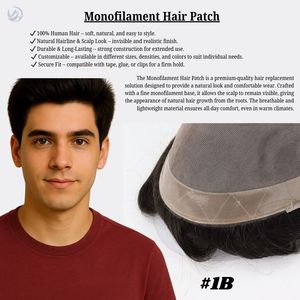 GH-M1 Sistema de Reemplazo Capilar Duradero para Hombre, 6 Pulgadas, Cabello Remy Fino Liso, Peluca Mono con Cabello Indio, Parte Media, Base de Encaje y PU, Profesional - Product Image 5
