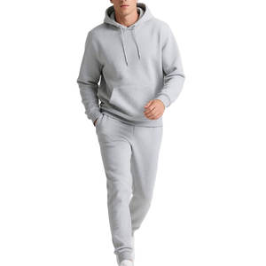 Ensemble de jogging en molleton gris chiné personnalisé pour homme, avec sweat à capuche et pantalon de jogging |   Survêtement streetwear oversize 100% coton, vierge, vente en gros - Product Image 1