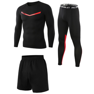Ensemble de sport pour homme, noir, respirant, écologique, recyclable, compression, fitness, sans couture, short d'entraînement en plein air imprimé - Product Image 1