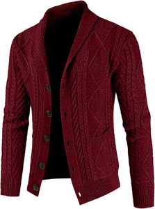 Cárdigan de punto grueso para hombre y mujer, cuello en V, manga larga, con botones, con bolsillos, ropa de abrigo informal para invierno - Product Image 3