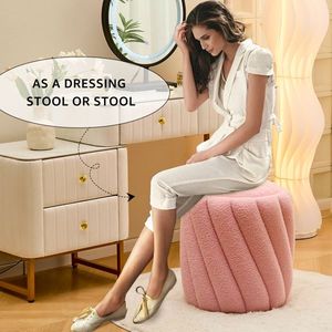 Convertible Upholstered <b>Padded</b> Ottoman with Storage for Vanity <b>Stool</b> Foot Rest for Makeup Room or Living Room - Product Image 3