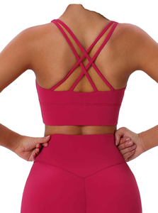 Womens Adults <b>Size</b> Sports Bra With Back Straps Removable Cups Shockproof Crop <b>Top</b> For Yoga & Running Fitness Bra - Product Image 4