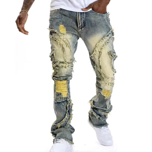 Nuevos Pantalones Vaqueros Vintage para Hombre, Pantalones de Mezclilla Desgastados y Rotos, Pantalones Acampanados para Hombre - Product Image 3