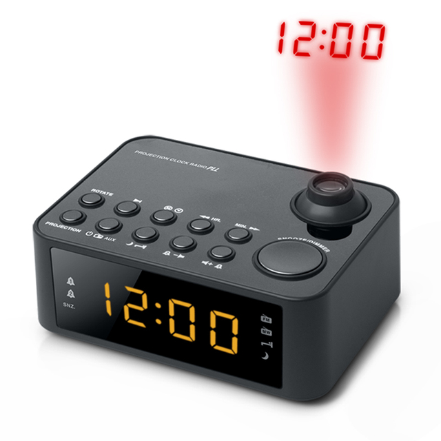 ODM Fashion Dual Alarm Clock Radio 2 Band 20 Preset Stations Amber LED Display Time Projection Dimmer Consumer Electronics