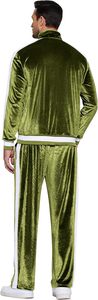 Men's Green Velvet Tracksuit Full <b>Zip</b> <b>Jogger</b> Set Casual Sportswear Regular Fit Polyester Material Solid Color Side <b>Pockets</b> - Product Image 5