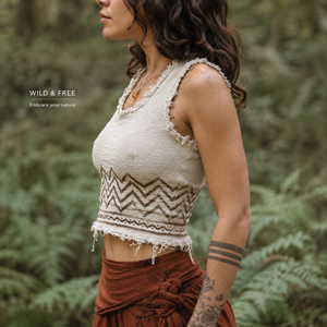 <b>Boho</b> Frayed Crop Top Womens Cotton Zigzag Sleeveless <b>Shirt</b> Lightweight Summer Festival Beach Vacation Casual Hippie Tank Top - Product Image 2