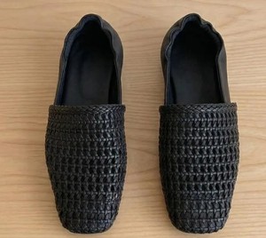 Woven Leather Mules Cream Slides Square Toe Flat Loafers Raffia <b>Shoes</b> Summer Sandals - Product Image 2