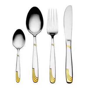 Ensemble de couverts de luxe pour hôtel, cuillère, fourchette et couteau en acier inoxydable, collection pour l'hôtellerie - Product Image 1