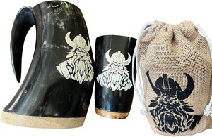 Juego de Jarras de Cerveza Vintage con Diseño Vikingo, Incrustaciones Plateadas, para Adultos, 2 Piezas, Jarra Grabada a Mano para Cerveza - Product Image 3