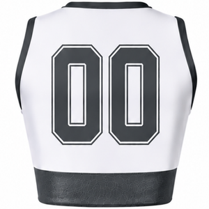 <b>White</b> Black Sublimated <b>Sleeveless</b> Cheerleading Jersey Team Athletic Sportswear Training Performance Competition <b>Top</b> Uniform - Product Image 2
