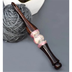 Custom Luxury Wood Resin <b>Crochet</b> <b>Hook</b> Ergonomic Knitting Needle Handle Smooth Weaving Craft Supplies Wholesale Knitting Kneedle - Product Image 1
