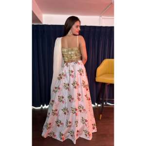 Ensemble élégant de lehenga choli pour femmes, à porter pour les fêtes, avec imprimé numérique - Product Image 5