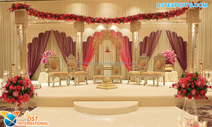 Elegante princesa blanca pulida fibra India Mandap Set boda Royal Jodha Akbar tema Bollywood Mandaps decoraciones de boda - Product Image 5
