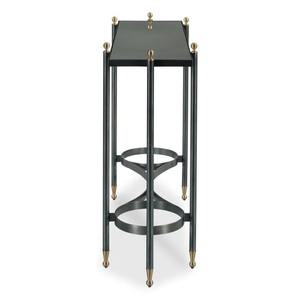 Mesa Consola Moderna de Metal para Sala de Estar con Características Combinadas, Tapa Negra, Detalles Dorados y Base Curva - Product Image 6