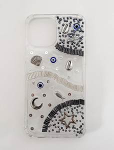 Funda Protectora Transparente de TPU con Cuentas de Cristal y Amuleto de Concha de Pez Ojo Turco, Accesorio Artesanal para Teléfono Móvil - Product Image 1