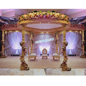 Mandap de Madera Anaya para Bodas Indias, Mandap Redondo Perfecto para Ceremonias de Boda, el Mejor Mandap de Madera Hecho a Mano en Londres, Australia - Product Image 1