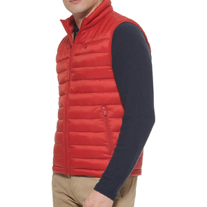 Mens <b>Red</b> Lightweight Puffer Vest Stand Neck Full Zip Sleeveless Quilted <b>Gilet</b> for Casual Outdoor Winter Layer Wholesale Apparel - Product Image 6