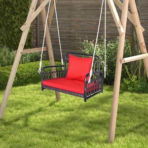 Sedia a dondolo da giardino sospesa con telaio in acciaio e cuscino per seduta - Product Image 3