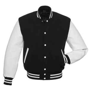 High Quality Customized Printing Front Eco-Friendly Leather Canvas Casual Winter Zipper Waterproof Breathable <b>Men</b> Varsity Jacket - Product Image 1