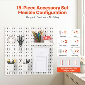 Kit Combinato di Pannelli Forati Minimalisti 28x28 cm in Plastica, 4 Pannelli, Organizer da Parete per Attrezzi da Garage, Accessori - Product Image 5