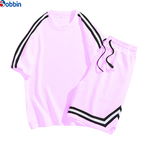 Conjunto de pantalones cortos personalizados para hombre, nuevo conjunto de verano a la moda con rayas, conjunto de pantalones cortos modernos para hombre, de manga corta, cuello redondo, holgado, estilo estudiantil. - Product Image 6
