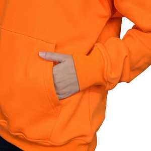 Sudaderas con Capucha y Sudaderas de Felpa de Algodón Teñido Liso de Primera Calidad, Color Naranja Brillante, Estilo Urbano - Product Image 6