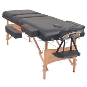 Table de massage pliante noire à 3 zones et ensemble de tabourets, épaisseur 3,9'' - Product Image 4