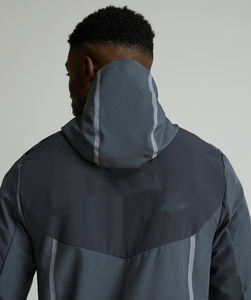Ensemble de survêtement décontracté deux pièces pour homme, coupe-vent léger en nylon 100 % avec capuche et cordon de serrage, idéal pour l'automne - Product Image 4