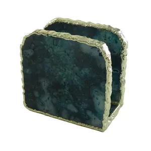Portatovaglioli in agata verde smeraldo/portatovaglioli in carta naturale con sottobicchiere in agata di cristallo/scatola porta fazzoletti in agata verde per arredamento
