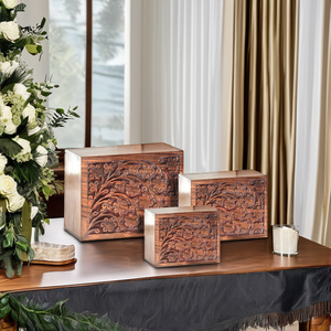 Beautiful Set of 3 Nested Pack Tree of Life Funeral Cremation Urns Premium Pet <b>Caskets</b> & Urns <b>for</b> Human and Pet <b>Ashes</b> - Product Image 2