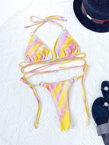 New Arrival Best Quality Women's Halter Neck <b>Bikini</b> <b>Set</b> Floral Leopard Plaid Pattern V-<b>Strings</b> Mixed Two Piece Front Quick Dry - Product Image 1