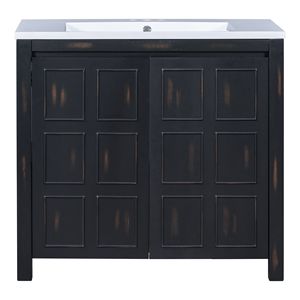 Mobile bagno retrò Espresso da 36 pollici con lavabo integrato e set di armadietti contenitore - Mobiletto bagno retrò Espresso - Product Image 5