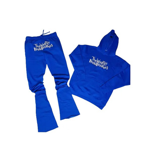 Pantalon d'hiver épais 100% coton respirant à séchage rapide, imprimé avec strass, design personnalisé, coupe droite, bas évasé - Product Image 4