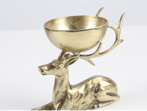 Bol décoratif en métal en forme de tête de cerf, design vintage fait main, idéal pour servir des en-cas, des salades et des légumes. - Product Image 4