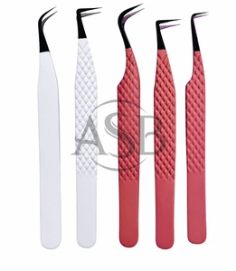 Nouvelle pince à cils 2026 à 9 degrés et courbée en acier inoxydable avec impression de logo personnalisé pour extensions de cils - Product Image 6