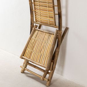 Wholesale Rustic Bamboo Folding <b>Chair</b> Curved Back Stable Frame Durable Natural Seating for Indoor Outdoor Furniture OEM ODM - Product Image 5