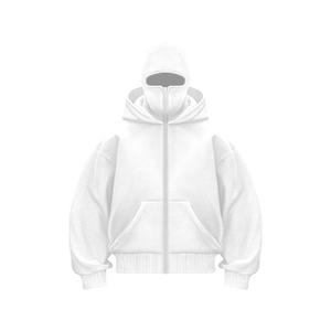 Sweat à capuche zippé pour homme, coupe intégrale, en coton lavé pastel, grammage lourd 500 g/m², avec masque intégré (type cagoule) - Product Image 3