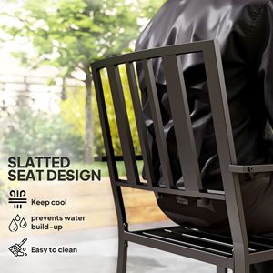 Sedie da Pranzo Nere per Esterni con Elegante Design a Doghe in Metallo per Cene all'Aperto - Product Image 4