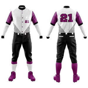 Ensemble uniforme de baseball pour adultes OEM, maillot respirant, design personnalisé imprimé par transfert thermique, grande taille, protection UV, évacuation de l'humidité - Product Image 2