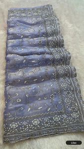 Sari reversible de seda modal para mujer, negro y burdeos, tradicional indio pakistaní, para bodas y fiestas, largo hasta el suelo, sari étnico. - Product Image 2