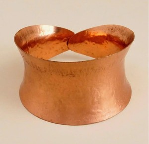 Shan India Designer Bohemia Textured Wide Pure <b>Copper</b> Cufflink <b>Bracelet</b>-Hammered Adjustable for Anniversary - Product Image 1
