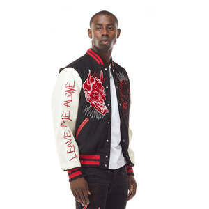 Veste bomber varsity courte en similicuir avec manches en chenille brodée, style baseball, unisexe, streetwear haut de gamme, mode hiver - Product Image 4