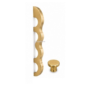 Contemporary Brass Cabinet Handle and Knob Minimalist Design Durable Finish for <b>Drawer</b> Dresser and Closet Furniture Hardware - Product Image 1
