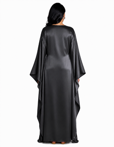 High Quality Casual Maxi <b>Kaftan</b> Abaya Dress Loose Fitting Silk Satin Fabric Anti-Wrinkle Modest <b>Women</b> outfit - Product Image 2