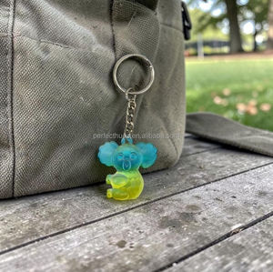 Color Changing Koala Keychain <b>Cartoon</b> Animal Shape Plastic Pendant Stainless Steel <b>Ring</b> 3D Design Gift Charm - Product Image 4