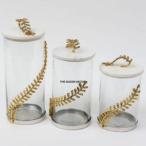 Recipiente Decorativo para Almacenamiento de Cocina, Recipiente de Mármol Blanco al por Mayor con Tapa Dorada de Metal para Azúcar, Té, Café y Especias - Product Image 3